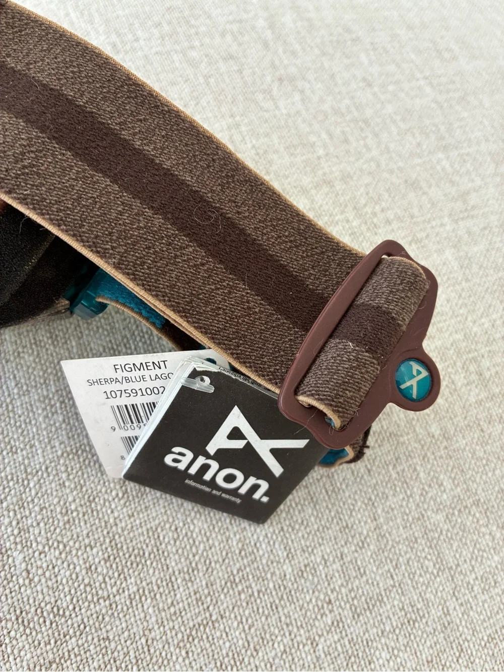 Teal Brown Strap Blue Lens Snow/Ski Goggles